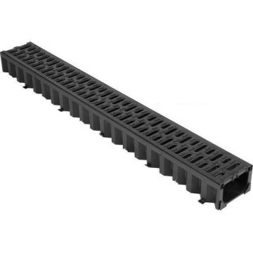 HexDrain 1m Channel With Black Plastic Grating 19310
