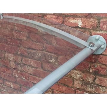 CASWELL CURVED POLYCARBONATE DOOR CANOPY WITH ROUND WALL BRACKETS GREY 1195 X 500MM