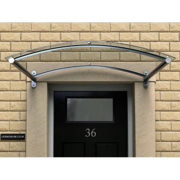 PENDINE CURVED POLYCARBONATE DOOR CANOPY 500MM PROJECTION GREY 1195 X 500MM