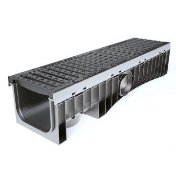 Technodrain 1m HDPE 200mm Channel 210mm Height With D400 Ductile Iron Grating