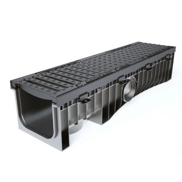 Technodrain 1m HDPE 200mm Channel 210mm Height With F900 Ductile Iron Grating