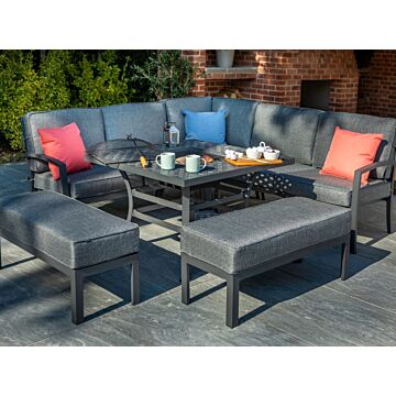 Rosario Square Casual Dining Fire Pit Set With Benches Matt Xerix / Flint  