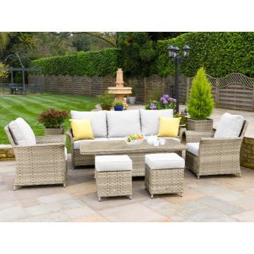 Heritage 3 Seat Casual Lounge Set With Adjustable Table Beech / Dove