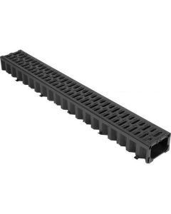 HexDrain 1m Channel With Black Plastic Grating 19310